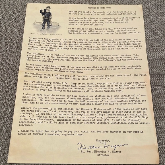 Vintage BOYS TOWN Letter & Map - Picture 1 of 8